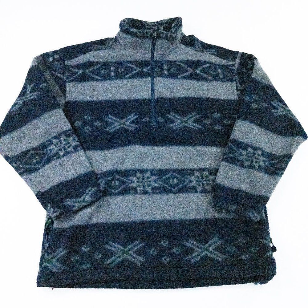 Eddie Bauer Ebtek Fleece Jacket Mens XS 1/4 Zip Pullover Blue Gray Sweater